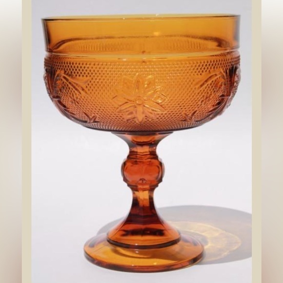 Vintage amber glass pedestal compote - Picture 5 of 5